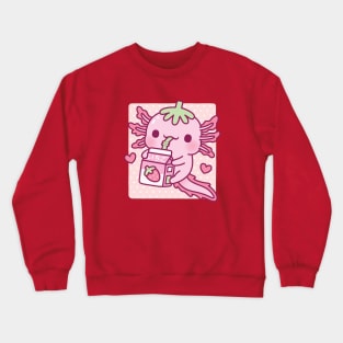 Cute Axolotl Loves Japanese Strawberry Milk Crewneck Sweatshirt